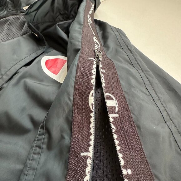 Champion Black Bomber Jacket | Size M | Adjustable Waist & Zipper Sleeves - Picture 6 of 12